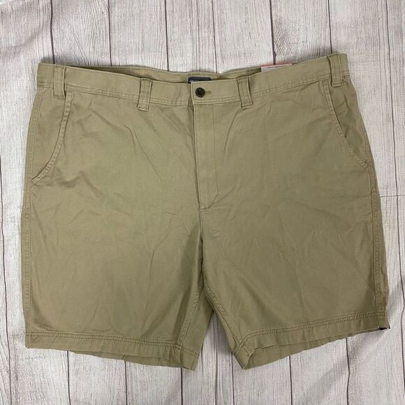 St Johns Bay big & tall men 52 flat from chino shorts cotton blend tan - Picture 1 of 9